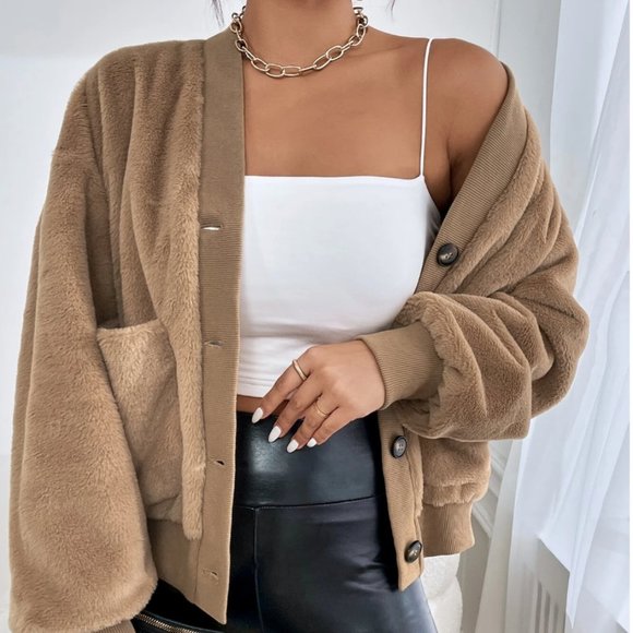 Drop Shoulder Pocket Fleece Jacket - Picture 2 of 5